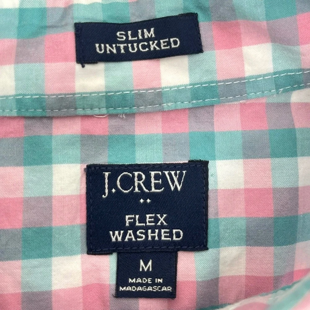 J. Crew‎ Men's Medium Slim Untucked Pastel Gingham Flex Wash L/S Button-Up Shirt